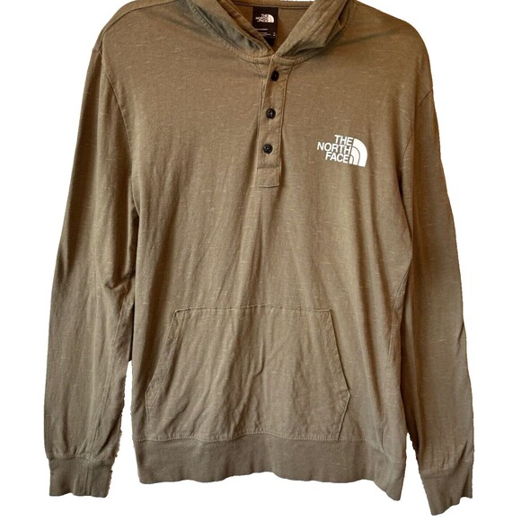 THE NORTH FACE Shirt Mens Medium 1/4 Snap Pullover Hooded Brown Lightweight - Picture 2 of 11